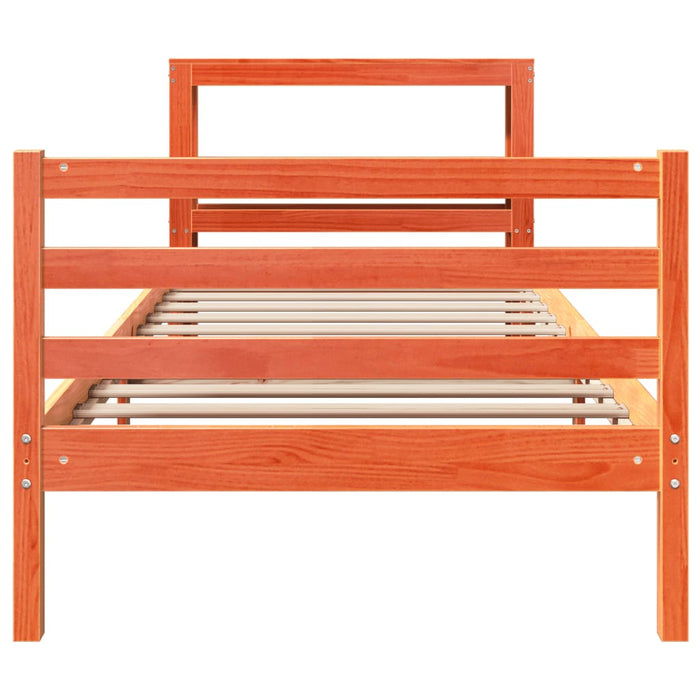 Cadru pat fără saltea, maro ceruit, 75x190 cm, lemn masiv pin - WALTI WALTI