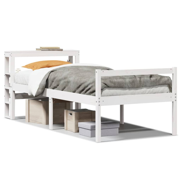 Cadru de pat senior cu tăblie, alb, 75x190 cm, lemn masiv pin - WALTI WALTI