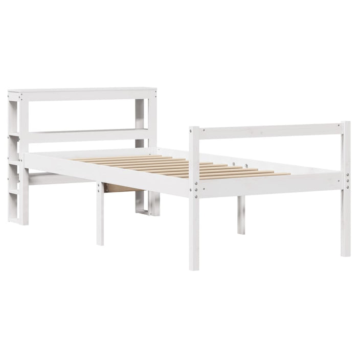 Cadru de pat senior cu tăblie, alb, 75x190 cm, lemn masiv pin - WALTI WALTI