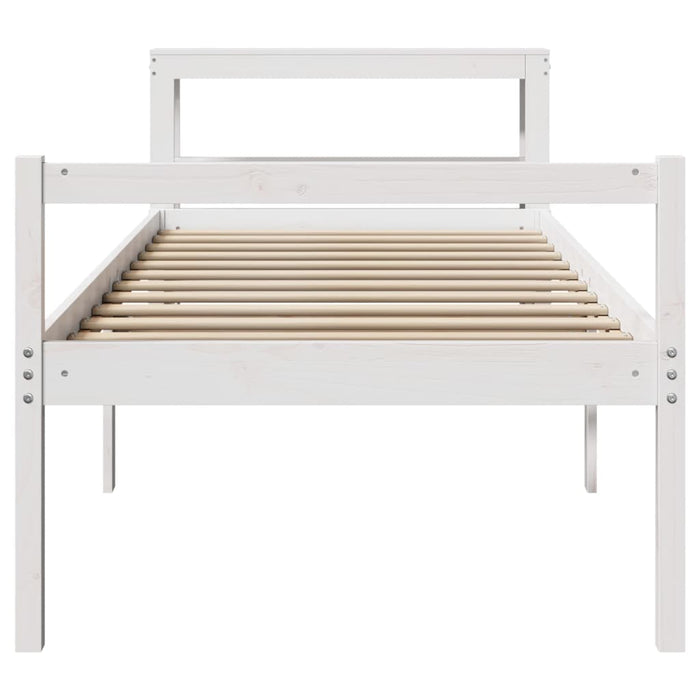 Cadru de pat senior cu tăblie, alb, 75x190 cm, lemn masiv pin - WALTI WALTI