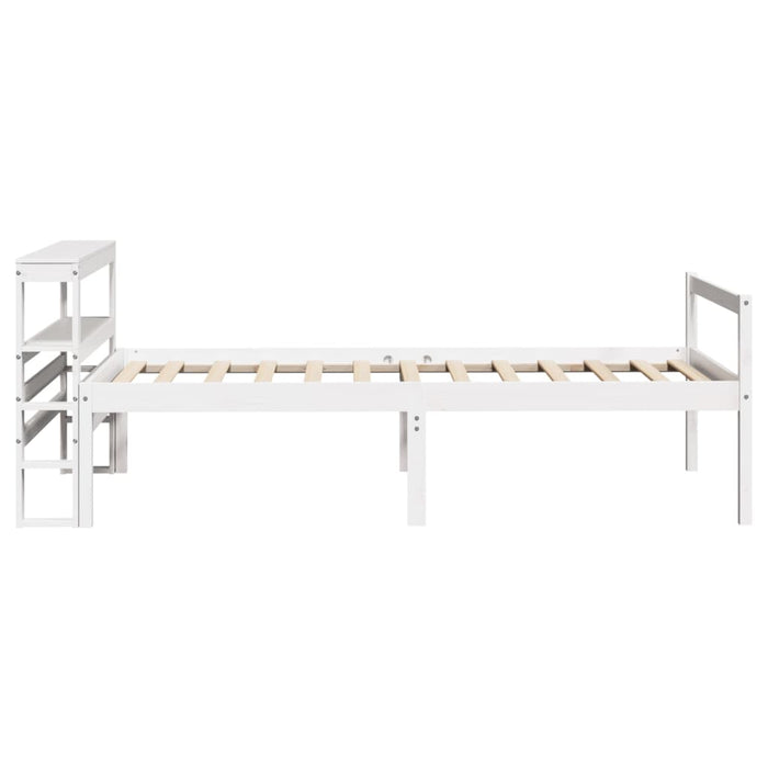 Cadru de pat senior cu tăblie, alb, 75x190 cm, lemn masiv pin - WALTI WALTI