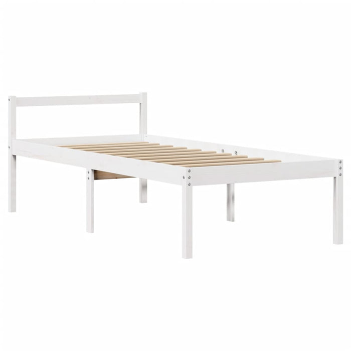 Cadru de pat senior cu tăblie, alb, 75x190 cm, lemn masiv pin - WALTI WALTI
