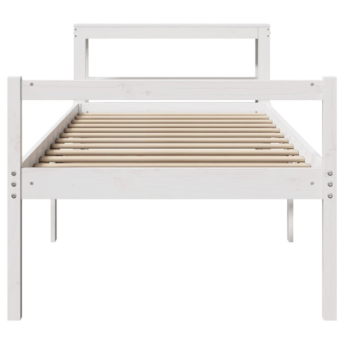 Cadru de pat senior cu tăblie, alb, 90x190 cm, lemn masiv pin - WALTI WALTI