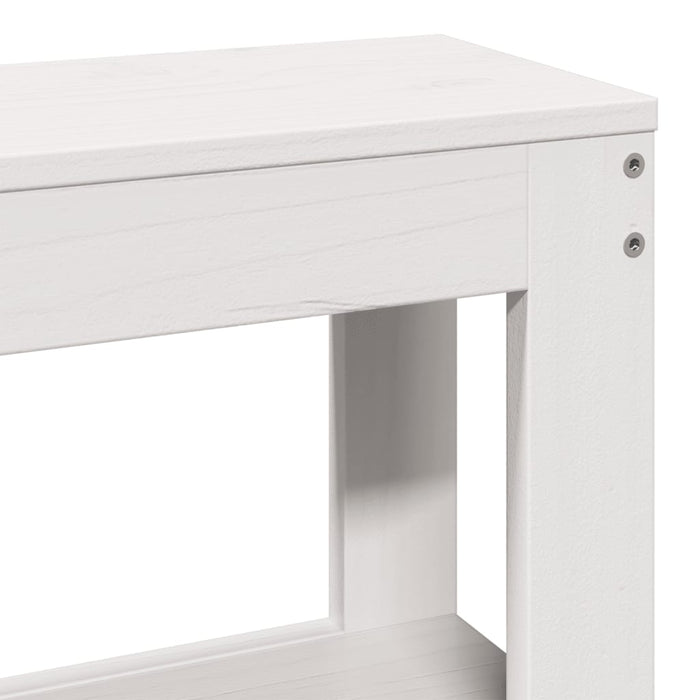 Cadru de pat senior cu tăblie, alb, 135x190 cm, lemn masiv pin WALTI