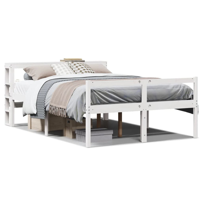 Cadru de pat senior cu tăblie, alb, 140x200 cm, lemn masiv pin - WALTI WALTI