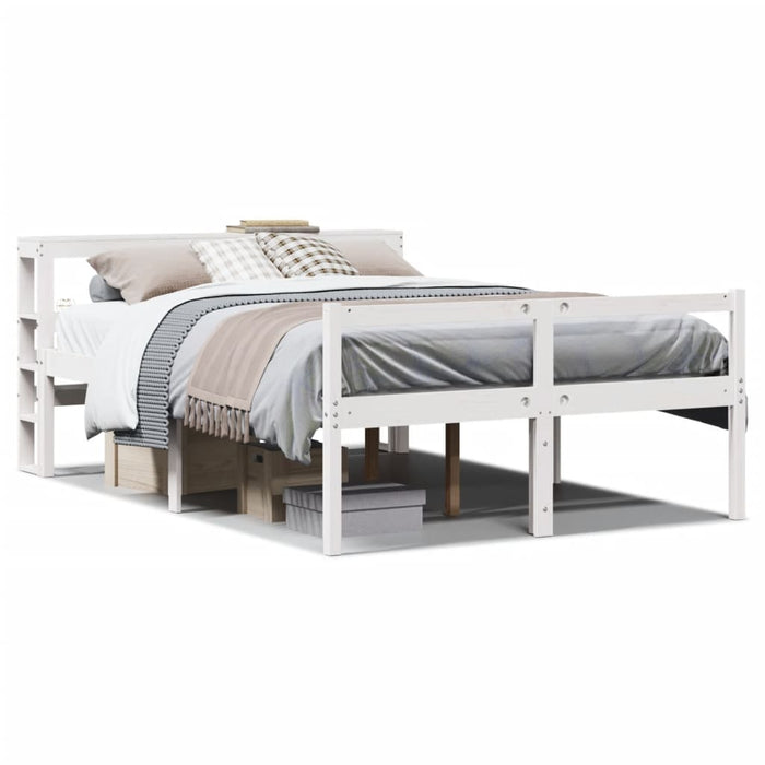 Cadru de pat senior cu tăblie, alb, 150x200 cm, lemn masiv pin - WALTI WALTI