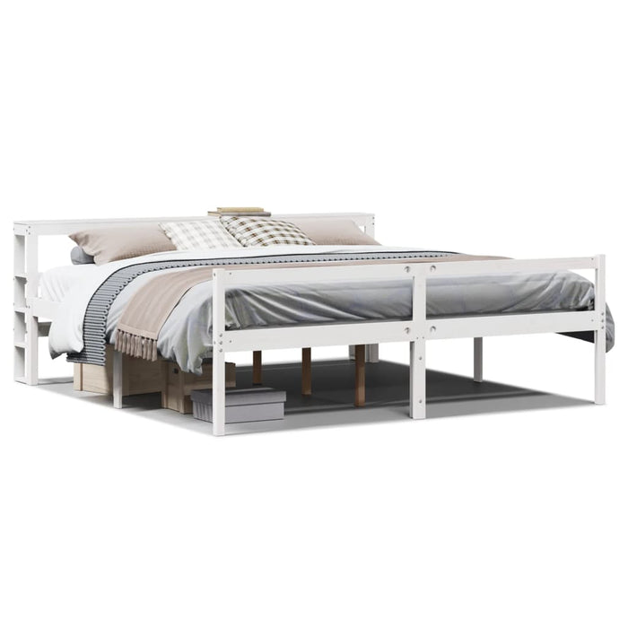 Cadru de pat senior cu tăblie, alb, 180x200 cm, lemn masiv pin - WALTI WALTI