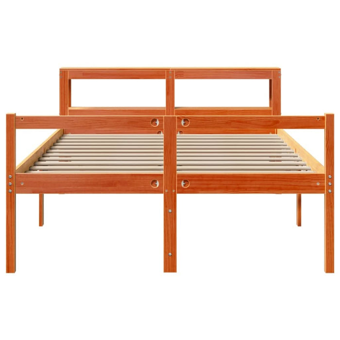 Cadru de pat cu tăblie, maro ceruit, 135x190 cm, lemn masiv pin - WALTI WALTI