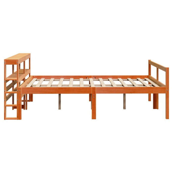 Cadru de pat cu tăblie, maro ceruit, 135x190 cm, lemn masiv pin - WALTI WALTI
