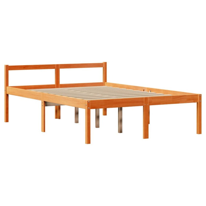 Cadru de pat cu tăblie, maro ceruit, 135x190 cm, lemn masiv pin - WALTI WALTI