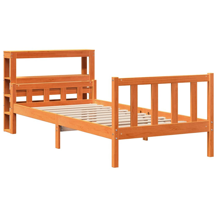 Cadru de pat cu tăblie, maro ceruit, 75x190 cm, lemn masiv pin - WALTI WALTI