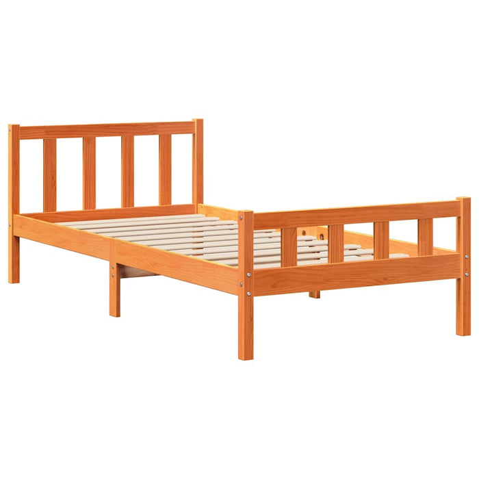 Cadru de pat cu tăblie, maro ceruit, 75x190 cm, lemn masiv pin - WALTI WALTI
