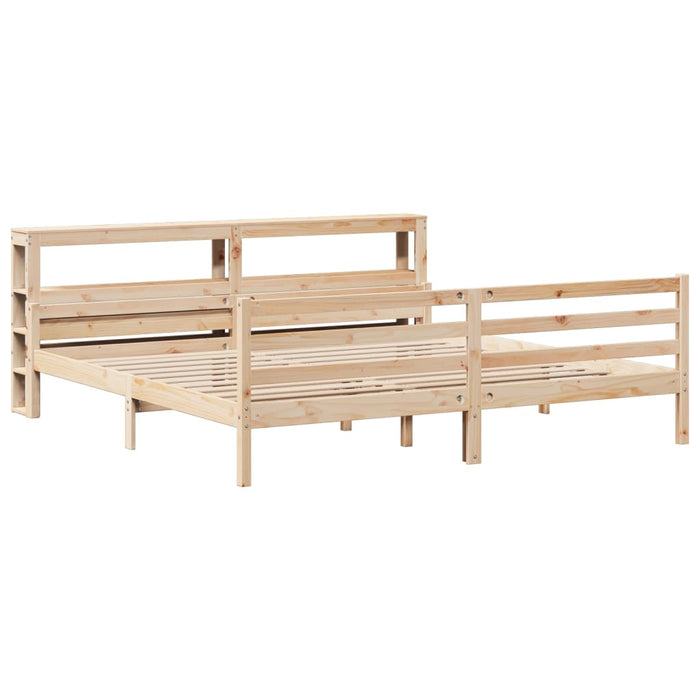 Cadru pat cu tăblie 200x200 cm, lemn masiv de pin WALTI
