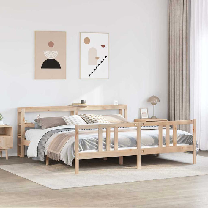Cadru pat cu tăblie 200x200 cm, lemn masiv de pin - WALTI WALTI