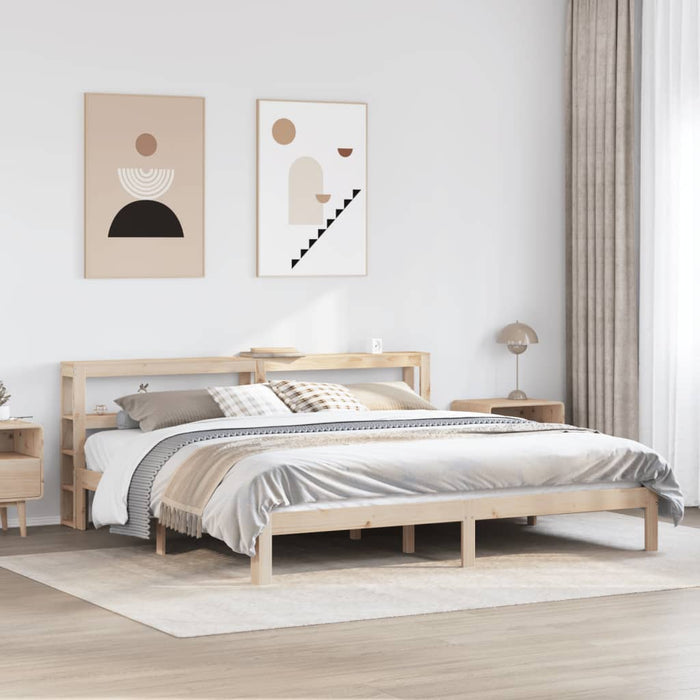 Cadru pat cu tăblie 200x200 cm, lemn masiv de pin WALTI