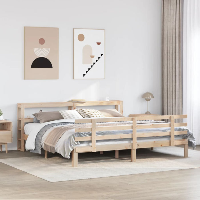 Cadru pat cu tăblie 200x200 cm, lemn masiv de pin - WALTI WALTI