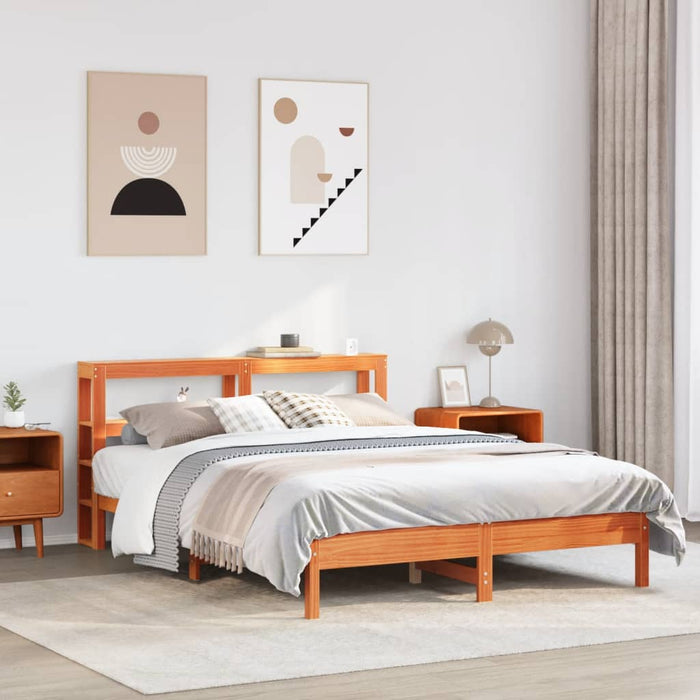 Cadru pat fără saltea, maro ceruit, 160x200 cm, lemn masiv pin - WALTI WALTI