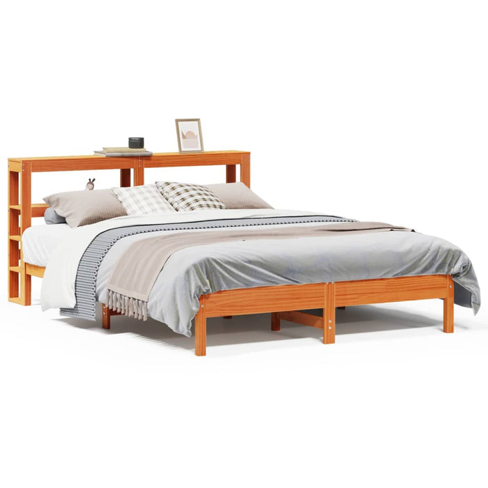 Cadru pat fără saltea, maro ceruit, 135x190 cm, lemn masiv pin - WALTI WALTI