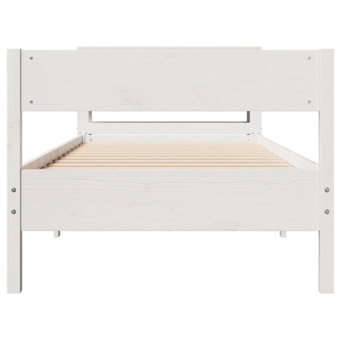 Cadru de pat fără saltea, alb, 75x190 cm, lemn masiv de pin - WALTI WALTI