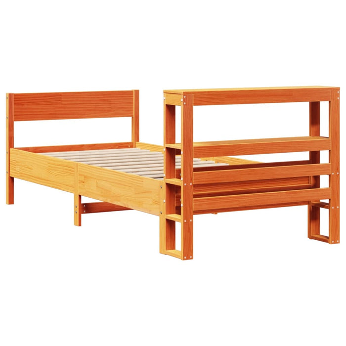 Cadru pat fără saltea, maro ceruit, 75x190 cm, lemn masiv pin - WALTI WALTI