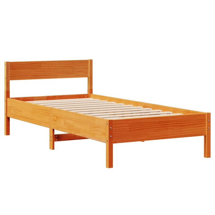 Cadru pat fără saltea, maro ceruit, 75x190 cm, lemn masiv pin - WALTI WALTI