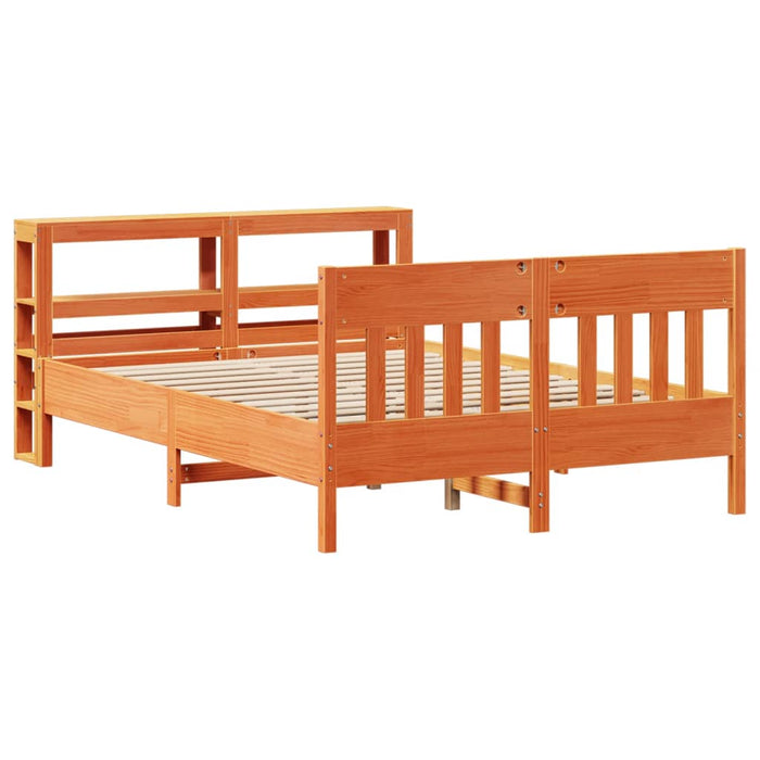 Cadru pat fără saltea, maro ceruit, 135x190 cm, lemn masiv pin - WALTI WALTI