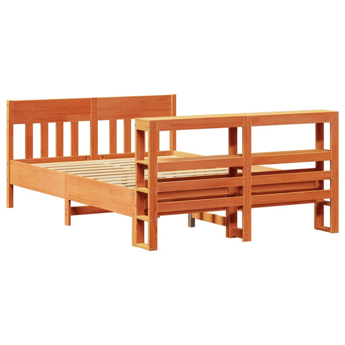 Cadru pat fără saltea, maro ceruit, 135x190 cm, lemn masiv pin - WALTI WALTI