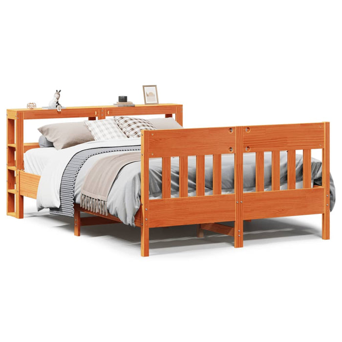 Cadru pat fără saltea, maro ceruit, 135x190 cm, lemn masiv pin - WALTI WALTI