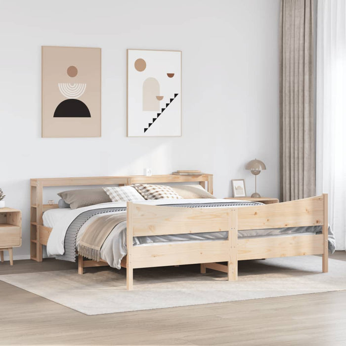 Cadru pat cu tăblie 200x200 cm, lemn masiv de pin WALTI