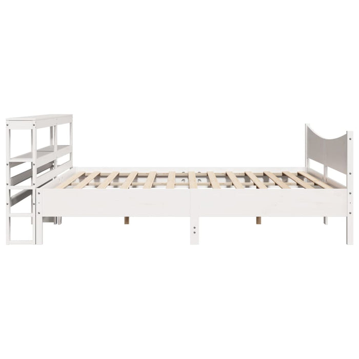 Cadru pat cu tăblie 200x200 cm, alb, lemn masiv de pin WALTI