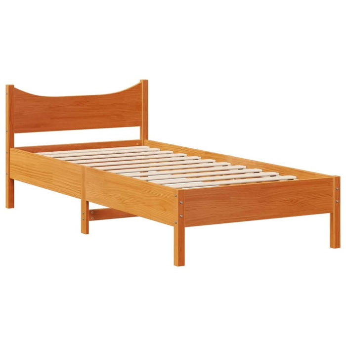 Cadru de pat cu tăblie, maro ceruit, 75x190 cm, lemn masiv pin - WALTI WALTI