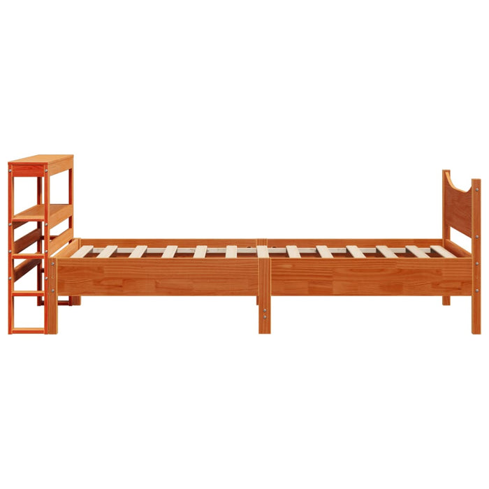 Cadru de pat cu tăblie, maro ceruit, 75x190 cm, lemn masiv pin - WALTI WALTI