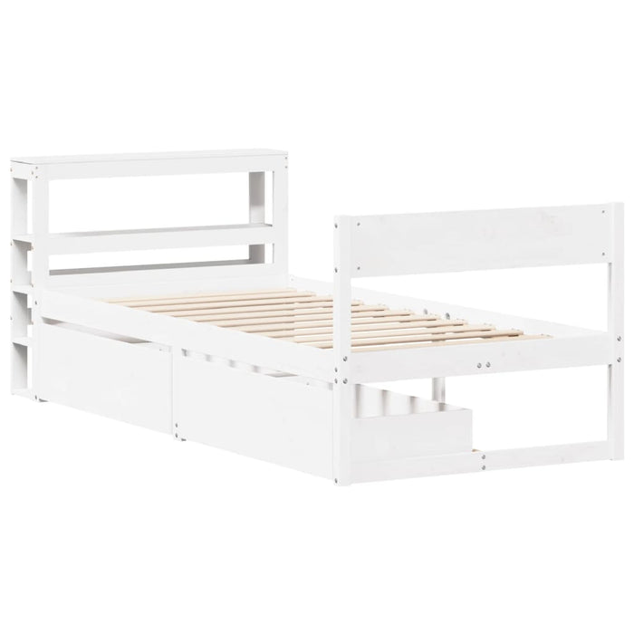 Cadru de pat fără saltea, alb, 90x200 cm, lemn masiv pin - WALTI WALTI