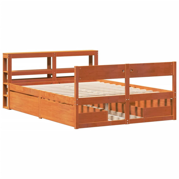Cadru pat fără saltea, maro ceruit, 120x190 cm, lemn masiv pin - WALTI WALTI