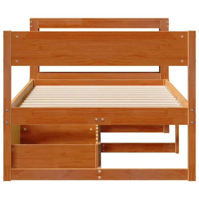 Cadru pat fără saltea, maro ceruit, 75x190 cm, lemn masiv pin - WALTI WALTI