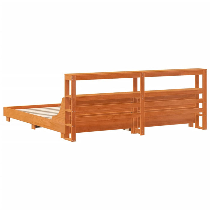 Cadru de pat fără saltea, maro ceruit 180x200 cm lemn masiv pin WALTI