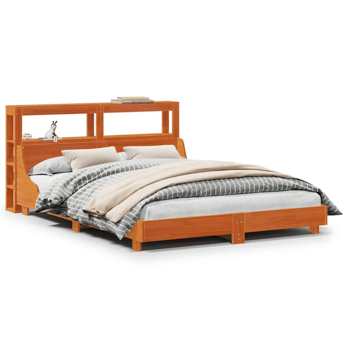 Cadru pat fără saltea, maro ceruit, 135x190 cm, lemn masiv pin - WALTI WALTI