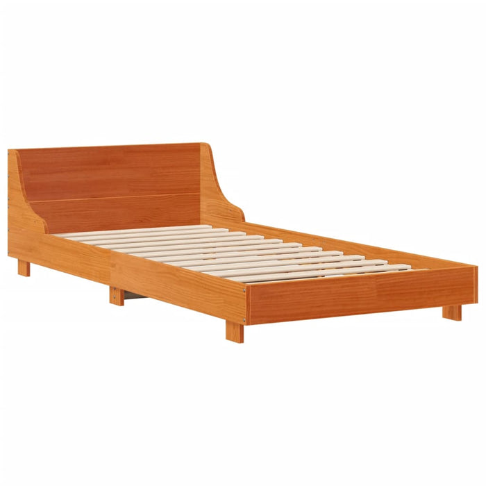 Cadru pat fără saltea, maro ceruit, 75x190 cm, lemn masiv pin - WALTI WALTI