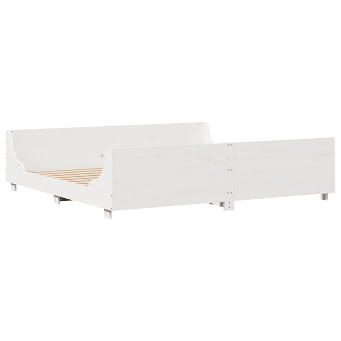 Cadru de pat fără saltea, alb, 200x200 cm, lemn masiv pin - WALTI WALTI