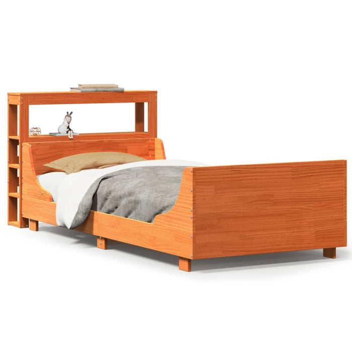 Cadru pat fără saltea, maro ceruit, 75x190 cm, lemn masiv pin - WALTI WALTI
