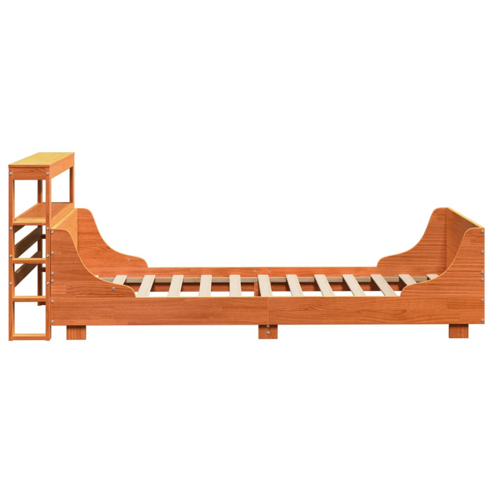 Cadru pat fără saltea, maro ceruit, 75x190 cm, lemn masiv pin - WALTI WALTI