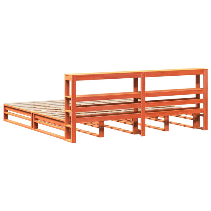 Cadru de pat fără saltea, maro ceruit 200x200 cm lemn masiv pin - WALTI WALTI