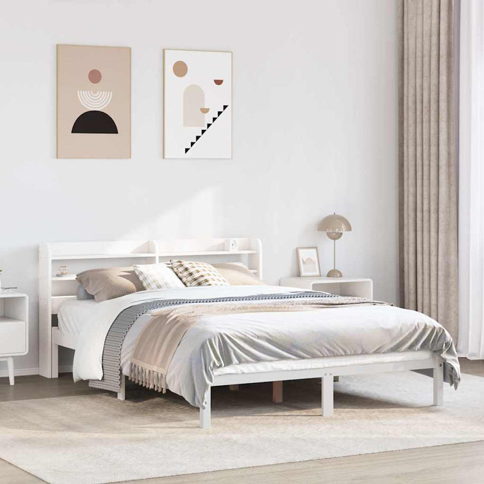 Cadru de pat fără saltea, alb, 135x190 cm, lemn masiv de pin - WALTI WALTI