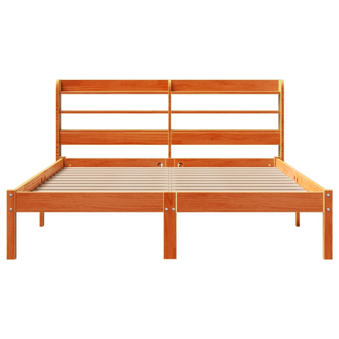 Cadru de pat cu tăblie, maro ceruit, 135x190 cm, lemn masiv pin - WALTI WALTI