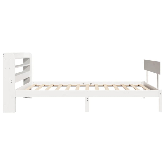 Cadru pat fără saltea, alb, 100x200 cm, lemn masiv pin WALTI