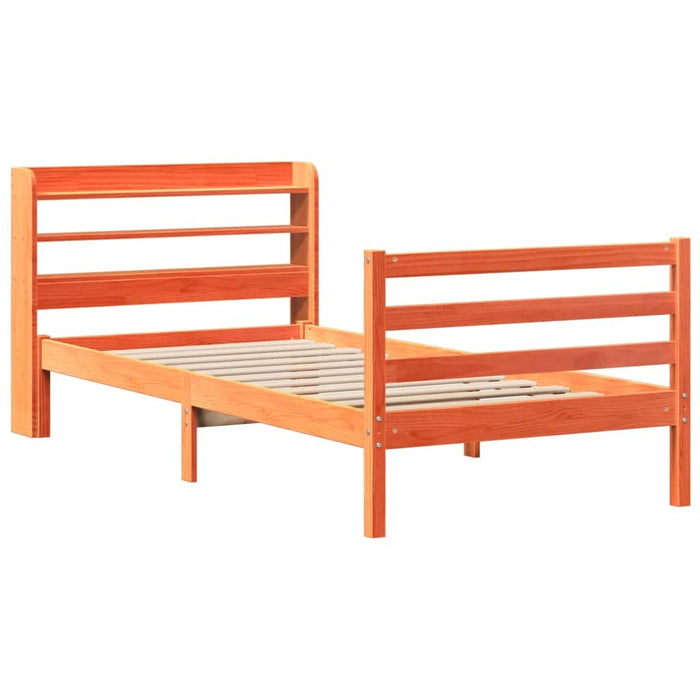 Cadru pat fără saltea, maro ceruit, 75x190 cm, lemn masiv pin - WALTI WALTI