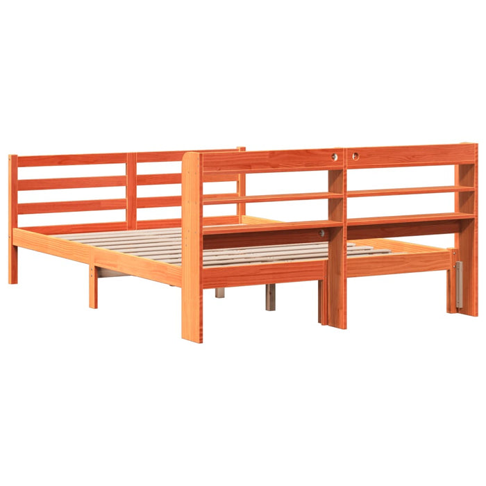 Cadru de pat fără saltea, maro ceruit 150x200 cm lemn masiv pin - WALTI WALTI