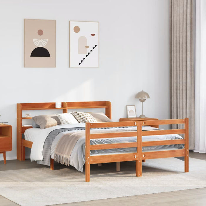 Cadru de pat fără saltea, maro ceruit 150x200 cm lemn masiv pin - WALTI WALTI