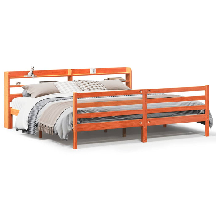 Cadru de pat fără saltea, maro ceruit 200x200 cm lemn masiv pin - WALTI WALTI