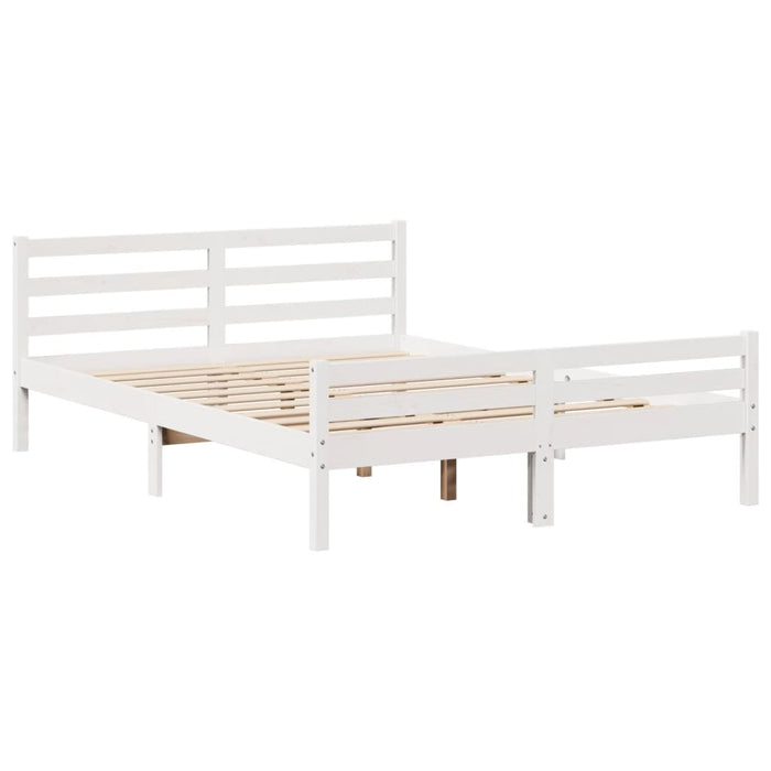 Cadru de pat cu tăblie, alb, 135x190 cm, lemn masiv de pin - WALTI WALTI